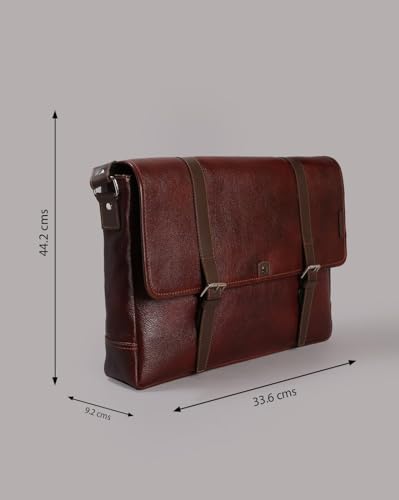 Image of Tortoise Pedro-Genuine Leather Laptop Messenger Bag (Dark Brown)