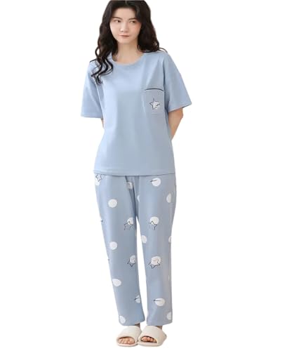 Image of Louis Luxe Womens Korean Night Dress || Full Pyjama Set ||Korean Nightsuit || Women Nightwear ||Round Neck Full Sleeve Nightsuit || Loungewear || Everyday Nightdress (ND-10)