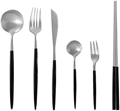 Amazon Andoo カトラリー カトラリーセット ゴールド おしゃれ 食器 ステンレス ディナーカトラリーセット ナイフ スプーンフォーク セット ステーキナイフ テーブルナイフ デザートスプーン パスタフォーク ディナーセット よく切れる ディナーナイフフォークスプーン