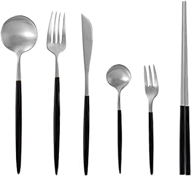 Amazon Andoo カトラリー カトラリーセット ゴールド おしゃれ 食器 ステンレス ディナーカトラリーセット ナイフ スプーンフォーク セット ステーキナイフ テーブルナイフ デザートスプーン パスタフォーク ディナーセット よく切れる ディナーナイフフォークスプーン