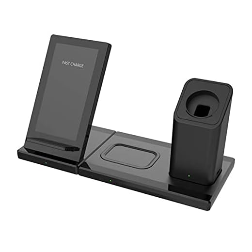 Snabbladdning Trådlös laddning Mobiltelefon Multifunktionell Magnetisk Tre-i-ett Trådlös Laddare-Svart