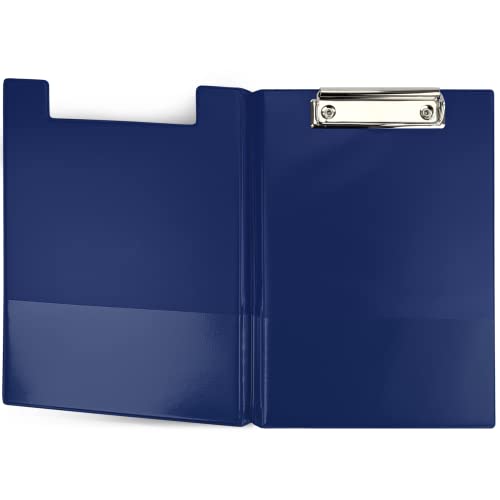 Netuno 1 Stück Klemmbrettmappe A5 Dunkelblau mit Deckel und Metallclip Schreibplatte aus Hartkunststoff Dokumentenhalter Schreibunterlage Clipboard Mappe mit Bügelklemme