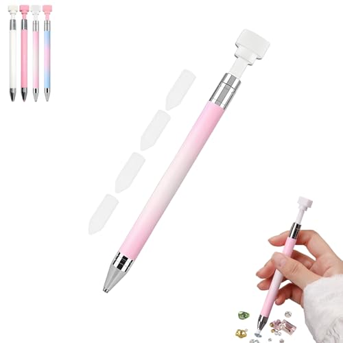 Smilamo Stylo de cire rechargeable automatique, stylo d'art diamant avec cire, stylo de cire rechargeable automatique pour peinture diamant, ramasse rapidement les perles, les pierres précieuses, pour