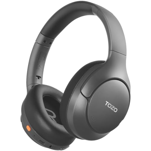 Image of TOZO HT3 Hybrid Noise Cancelling Headphones, 90H Battery Life Wireless Over Ear Bluetooth 6.0 Foldable Headset, AI Voice Assistant with 5 Mics, Connect 2 Devices and Hi-Res Sound, 32 EQ Audio Presets
