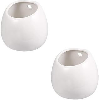Hemoton Vasos de flores de cerâmica, 2 peças, vaso de cerâmica, vaso de flores, vaso de jardinagem, vasos de arranjo, vasos de mesa, decoração branca