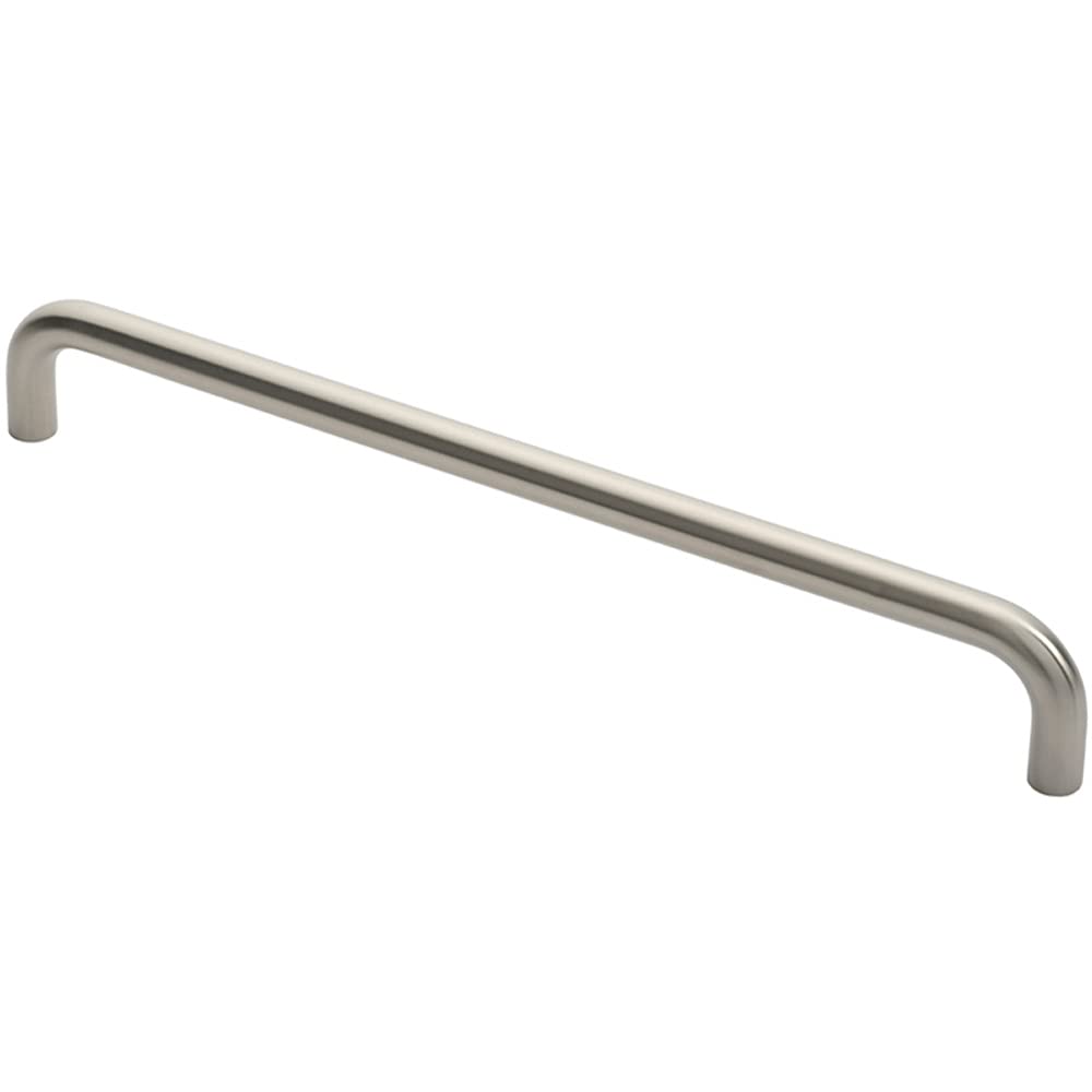 Loops Round D Bar Pull Handle - 444 x 19mm - 425mm Fixing Centres - Satin Steel | Tubular Design Pull Handle - Suitable for Lightweight Internal Doors - Cabinet, Wardrobe, Cupboard Door Handle