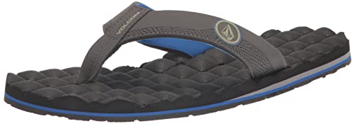 Image of Volcom Men's Recliner Sandals - Water-Friendly Flip Flops with Recliner Comfort Foam Footbed, Black Combo, 10