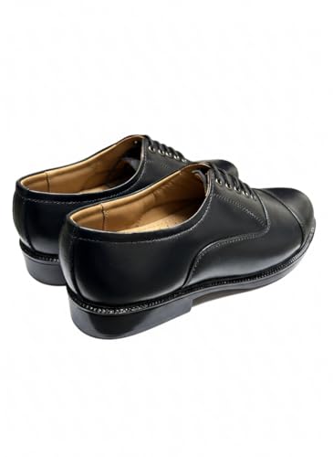 Image of Men's Oxford Shoe || Uniform Dress Shoe || Black Formal Shoes || Office Shoes Hand Made || Police Shoes || Service Shoes Genuine Leather upper and lining Alert PU sole Lightweight and Lace Up Oxford Shoe