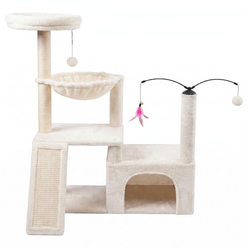 Árbol para gato con rascador y hamaca blanca miniatura 2