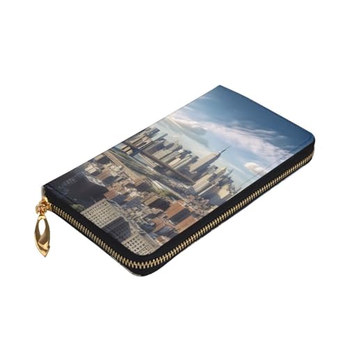 New York City Wallet For Women Men Clutch Rfid Blocking Leather Wallets Large Capacity Purse Credit Card Holder Money Case With Zipper Phone Holder Long Travel Purse3
