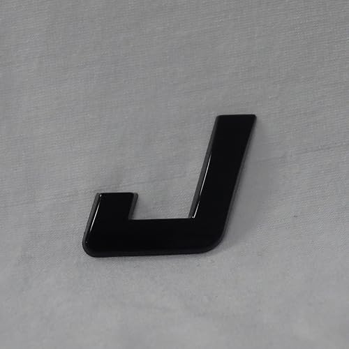 Letras cursivas negras brillantes 3D de 2,5 cm de alto, números autoadhesivos, alfabeto, para hacer tus propios nombres de logotipo, emblema de coche, calcomanías para coche (J)