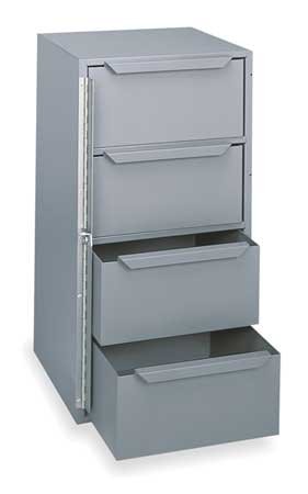Durham Truck/Van Storage Cabinet, 24.5" H x 12.625" W x 12.125" D, 25 lb. Capacity, 4 Drawers, 3 Shelves, Grey, Powder Coat Finish