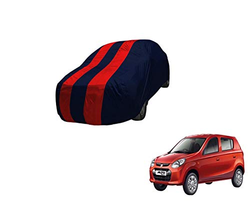 Image of Auto Hub Car Cover Compatible with Maruti Alto 800 Old with Mirror Pocket,Triple Stitched, Weather Proof, Alto 800 Car Cover- Navy-Red