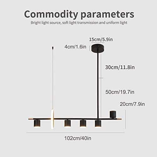 Siittoo Modern Black Pendant Light, Led Dimmable Hanging Pendant Light Fixture With Spotlights, 40'' Modern Led Chandelier Kitchen Island Light For Table Dining Room Bar (40W, 6-Light, Matte Black) #TOP4