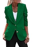 PRETTYGARDEN Women's Spring Fall Business Casual Blazers Long Sleeve Notch Lapel Trendy Work Office Blazer Jackets Outerwear (Green,Medium)