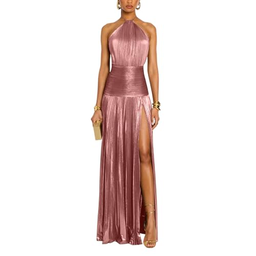 Robe de soirée col licou fluide idéale pour un bal de promo