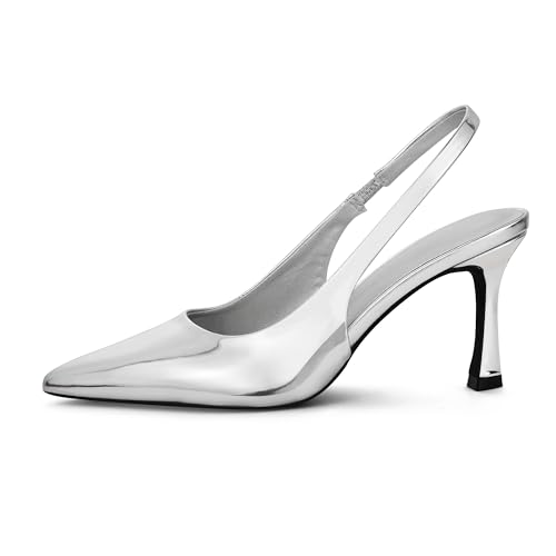 GENSHUO Élégants Escarpins Femme à Talon de 11 cm avec Bride Slingback, Bout Pointu, Talon...