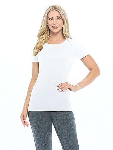 ACTIVE UNIFORMS Women's Short Sleeve Round-Neck T-Shirt Under Scrub (White, XXX-Large)