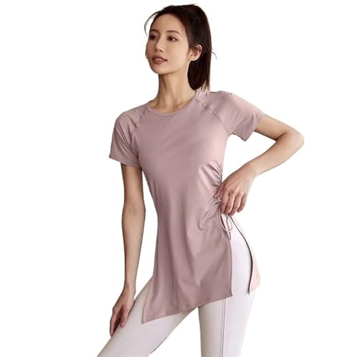 Haut de sport à manches courtes pour femmes t-shirt long et amincissant de course et fitness