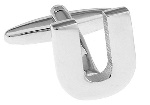 Mancuernillas de plata con letra U para hombre miniatura 4
