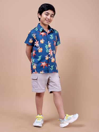 Image of Boys Printed Casual Shirt Short Sleeve Button Down Beach Shirt for Kids