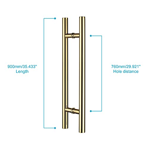 Togu Tg-6012 900Mm/36 Inches Solid Standoffs Heavy-Duty Commercial Grade-304 Stainless Steel Back To Back Push Pull Door Handles For Wood/Timber/Glass/Metal Front Doors, Barn Door Pulls, Pvd Finish #TOP1