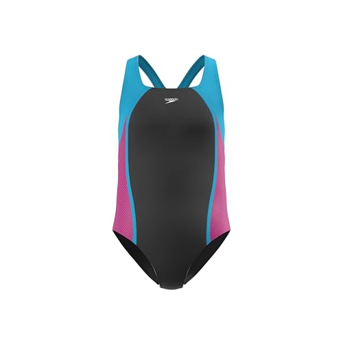 Speedo Girl's Swimsuit One Piece Mesh Splice Thick Strap