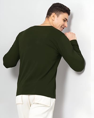 Image of LAZYCHUNKS Luxury Men's Full Sleeve Henley T-Shirt - Soft, Breathable, Stylish (Men's Henley T-Shirt), Great for Party and Casual wear