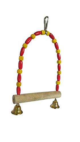 PetNest Bird Wooden Swing Bird Toys for Small Parrots - bird toys for budgies - bird toys for african love bird - bird toy for cage coloured Bead SW2