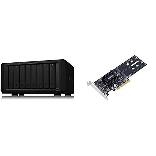 Synology 8 Bay NAS Diskstation (Diskless) (DS1819+) Bundle with Synology M.2 Adapter Card (M2D18), 8-Bay