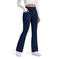 Libin Damen Thermo Flared Leggings Thermohose Wanderhose Wasserabweisend Winter Sporthose Schlaghose Trainingshose Bekleidung mit Taschen, Marineblau M
