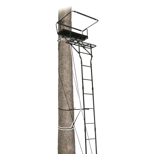 Guide Gear 15’ Double Shot Two-Person Ladder Tree Stand with Grip Jaw System; Portable, Hunting Deer Season