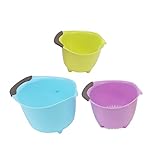 3PCS Drain Colander Set, Kitchen Strainer Colander Bowl Set Fruit Vegetable Washing Basket with Handle, Quick Draining, Nested Storage