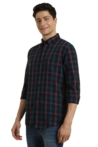 Image of Allen Solly Men Cotton Checkered Regular Fit Shirt