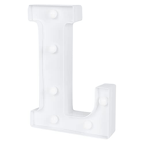Image of Restaurantware Illumify 5.9 x 1.2 x 8.7 Inch Light Up Letter 1 Durable Marquee LED Light - Letter L Touchproof White Plastic Party Light Keyhole Slot For Parties Weddings Or Special Events
