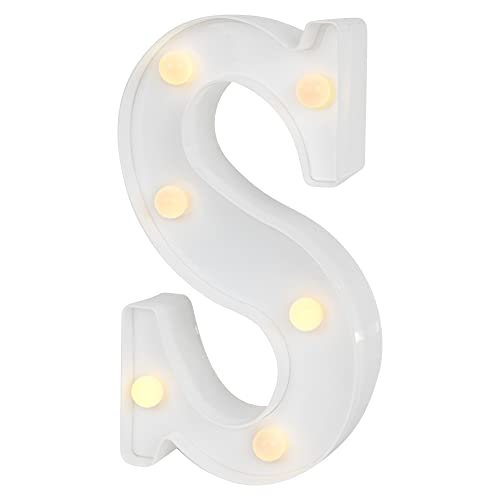 Image of Restaurantware-Illumify 4.7 x 1.2 x 8.7 Inch Light Up Letter, 1 Durable Marquee LED Light - Letter S, Touchproof, White Plastic Party Light, Keyhole Slot, For Parties, Weddings, Or Special Events