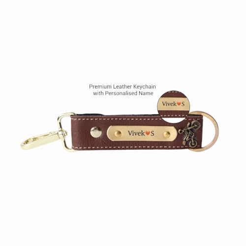 Image of Thebaegift Customized Leather Keychain | Personalized Birthday Gift for Men's | Handcrafted Organizer with Name Tag and Charms | Unique Birthday & Anniversary Gift For Men