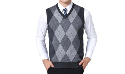Fall Korean Style Casual Men's Vest Sweater Wool Blend V-Neck Sleeveless Pullover Sweater
