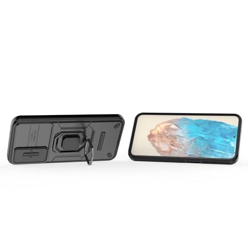 Image of TPU+PC Camshield Pro Case With Slide Camera Protection And Ring Stand Bumper Back Case Cover For Samsung Galaxy M35 5G (Black)
