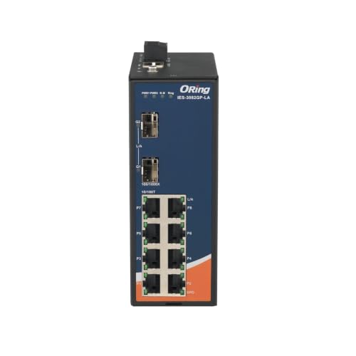 Image of IES-3082GP-LA | 10-Port Managed Ethernet Switch, 8FE + 2 100 /1G SFP Slots, ORing Industrial Networking
