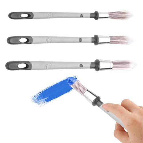 3 pinceles de pintura para paredes, 0.45/0.6/0.7 pulgadas, pequeñas herramientas de pintura para zócalos, esquinas, bordes, áreas estrechas, retoque, pincel de pintura para decoración (gris)