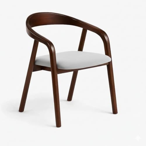 Image of Sheesham Wood Dining Chair with Upholstered Seat - Modern Scandinavian Style Solid Wood Chair for Dining Room, Living Room or Office (Walnut Finish)