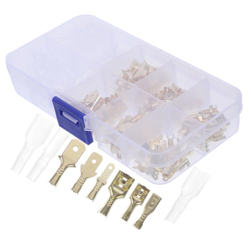 CIYODO 1 Set Speaker Connector Spade Connector Assortment Speaker Terminal Connector Semi-Insulated Quick Splice Crimp Terminals Spade Connectors Crimp Connector Assortment Steel Golden