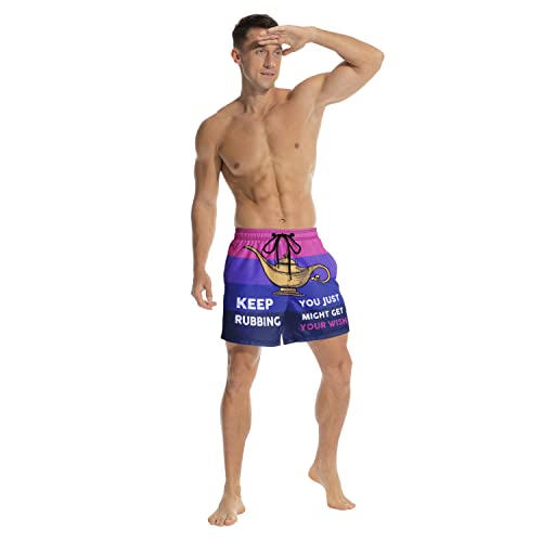 Keep Rubbing - Men Custom Swim Trunks, Gift For Men, Summer Party Gift (Purple, M (30-34")) #TOP5