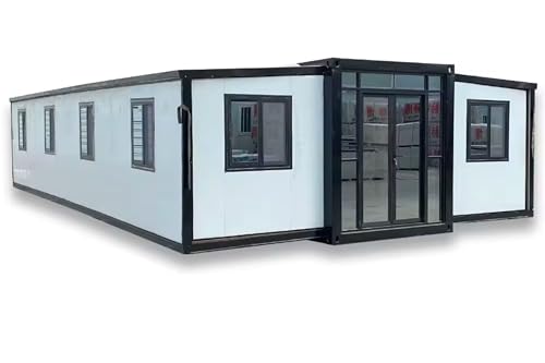 40FT Tiny Homes Portable Prefab House with 3 Bedroom, 1 Full Equiped Bathroom and Kitchen, Prefabricated Container House for Adults Living, Foldable Mobile Home with Steel Frame