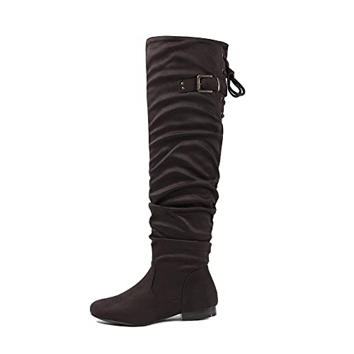 Image of DREAM PAIRS Women's Over The Knee Flats Slouch Thigh Boots