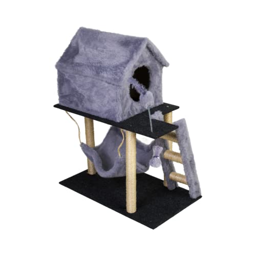 Arranhador Gato Casa Dois Andares com rede e Escada