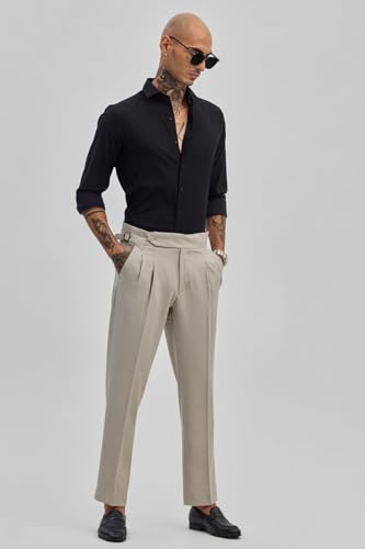 Image of SNITCH Black Slim Fit Self-Design Shirts