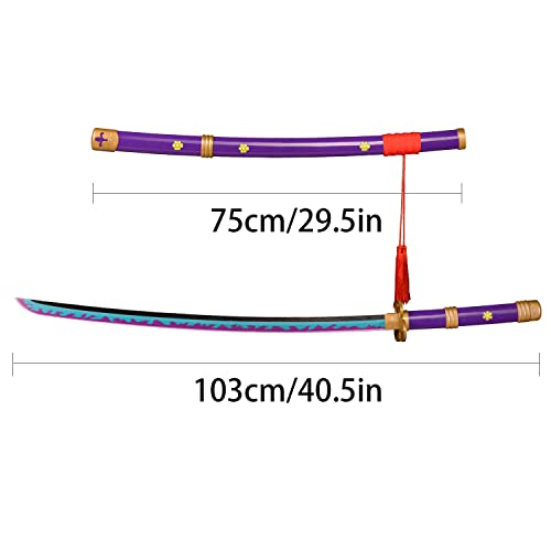 Kljhld Bamboo Anime Cosplay Sword - Roronoa Zoro AME no Habakiri - Purple, 103 cm / 40 Inches, Multicolor, 103cm - Image 2