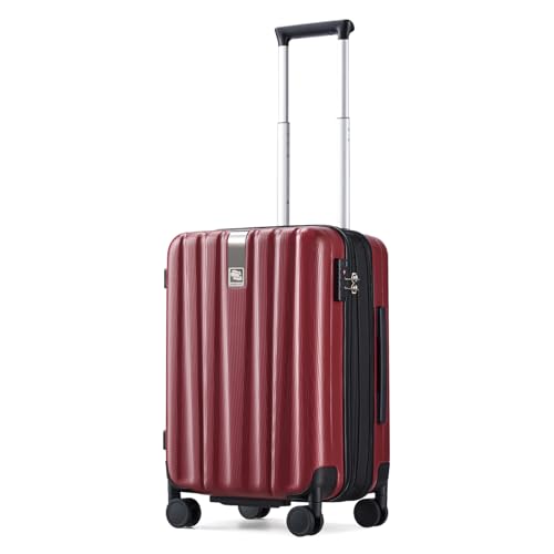 Image of Hanke 20 Inch Expandable Carry on Luggage 22x14x9 Airline Approved Lightweight PC Hard Shell Suitcases with Wheels Tsa Luggage Rolling Suitcase Travel Luggage Bag for Weekender(Burgundy)